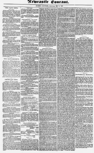 cover page of Newcastle Courant published on May 9, 1857