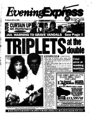 cover page of Aberdeen Evening Express published on May 9, 1996