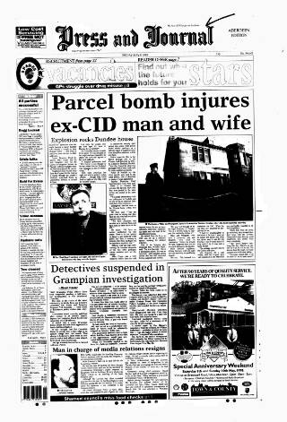 cover page of Aberdeen Press and Journal published on May 8, 1998