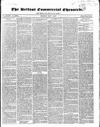 cover page of Belfast Commercial Chronicle published on May 8, 1843