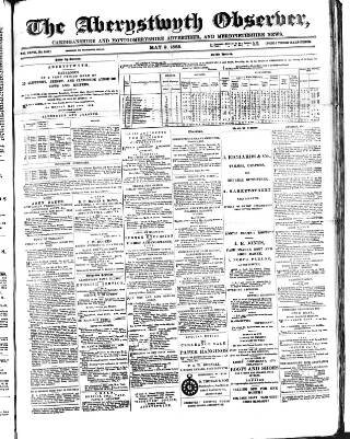 cover page of Aberystwyth Observer published on May 9, 1885