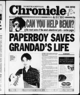 cover page of Northampton Chronicle and Echo published on May 7, 1997
