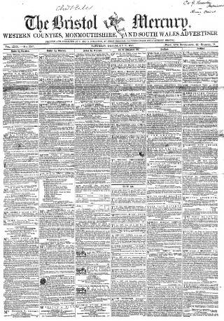 cover page of Bristol Mercury published on December 25, 1858