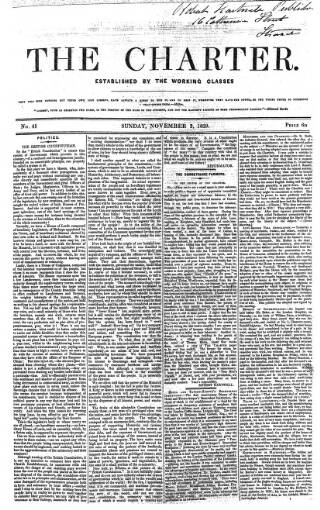 cover page of The Charter published on November 3, 1839