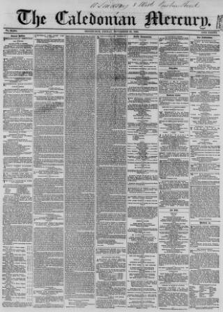 cover page of Caledonian Mercury published on November 23, 1860