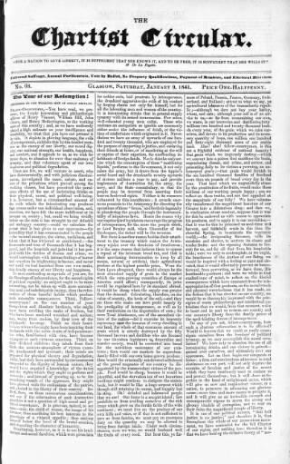 cover page of Chartist Circular published on January 9, 1841