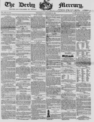 cover page of Derby Mercury published on November 23, 1864