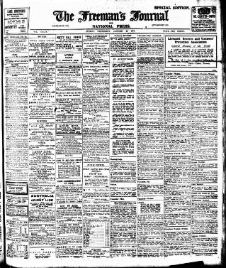 cover page of Freeman's Journal published on January 26, 1916