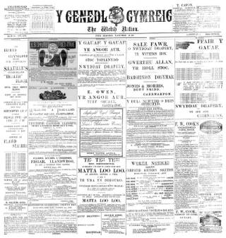 cover page of Y Genedl Gymreig published on November 23, 1892