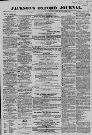 cover page of Oxford Journal published on November 23, 1867