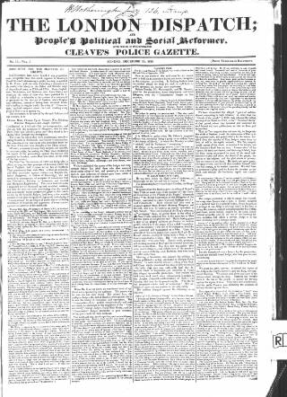 cover page of London Dispatch published on December 25, 1836