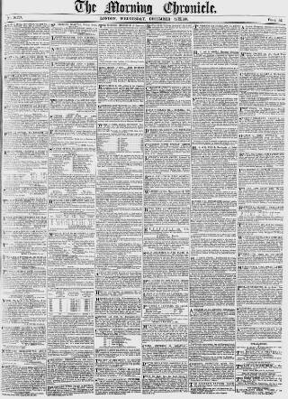 cover page of Morning Chronicle published on December 25, 1850