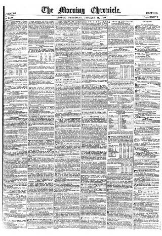 cover page of Morning Chronicle published on January 26, 1859