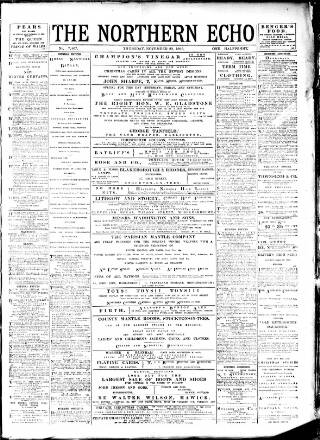 cover page of Northern Echo published on November 23, 1893