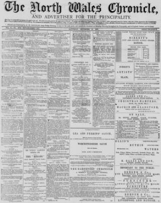 cover page of North Wales Chronicle published on December 25, 1886