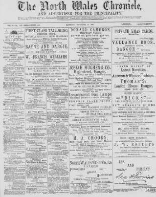 cover page of North Wales Chronicle published on November 23, 1895