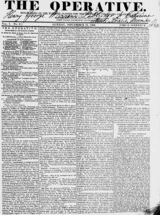 cover page of The Operative published on November 11, 1838