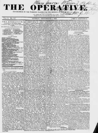 cover page of The Operative published on December 9, 1838