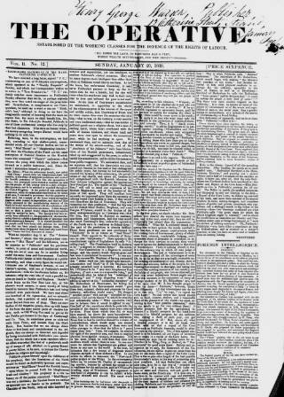 cover page of The Operative published on January 20, 1839