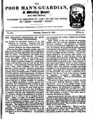 cover page of Poor Man's Guardian published on January 26, 1833