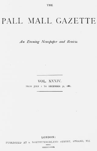 cover page of Pall Mall Gazette published on December 25, 1881