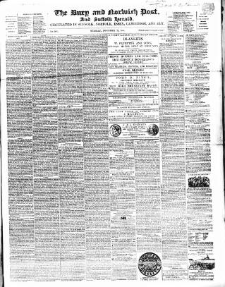 cover page of Bury and Norwich Post published on November 23, 1858