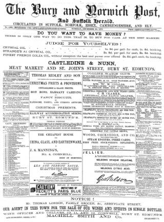 cover page of Bury and Norwich Post published on December 25, 1877