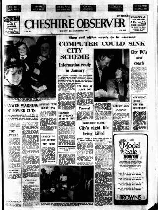 cover page of Cheshire Observer published on November 23, 1973