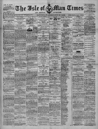 cover page of Isle of Man Times published on January 26, 1884