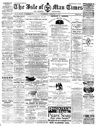 cover page of Isle of Man Times published on December 25, 1889