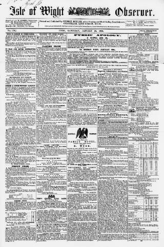 cover page of Isle of Wight Observer published on January 26, 1856