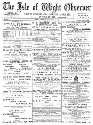 cover page of Isle of Wight Observer published on November 23, 1895