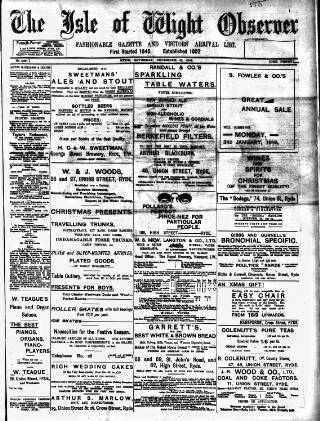 cover page of Isle of Wight Observer published on December 25, 1909