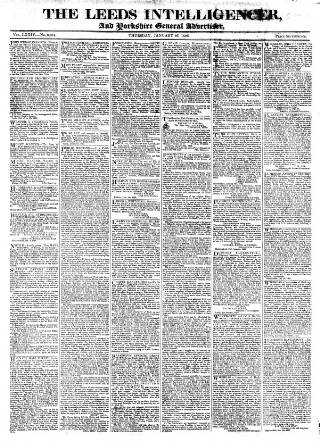 cover page of Leeds Intelligencer published on January 26, 1826