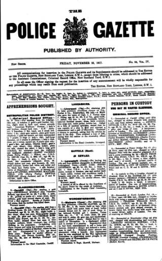 cover page of Police Gazette published on November 23, 1917