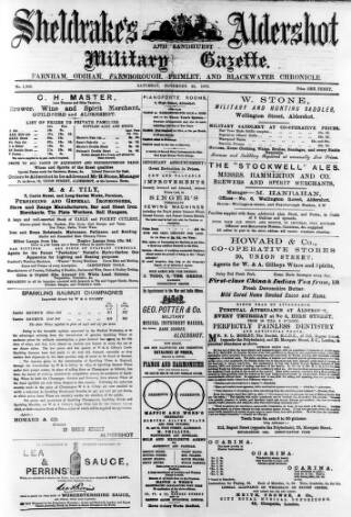 cover page of Aldershot Military Gazette published on November 23, 1878