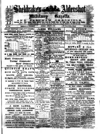 cover page of Aldershot Military Gazette published on January 26, 1889