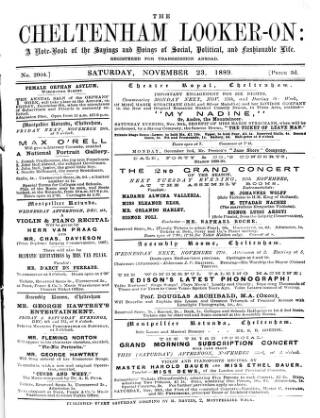 cover page of Cheltenham Looker-On published on November 23, 1889