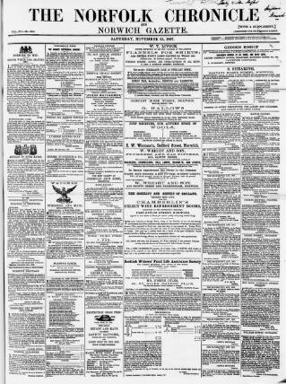 cover page of Norfolk Chronicle published on November 23, 1867