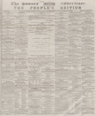 cover page of Sussex Advertiser published on November 23, 1864