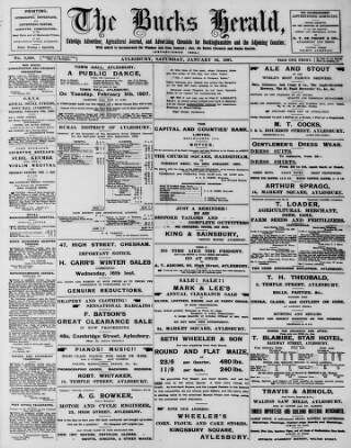 cover page of Bucks Herald published on January 26, 1907