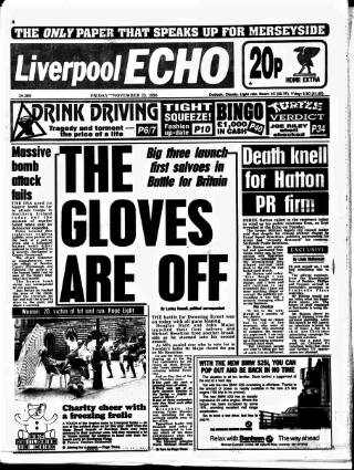 cover page of Liverpool Echo published on November 23, 1990