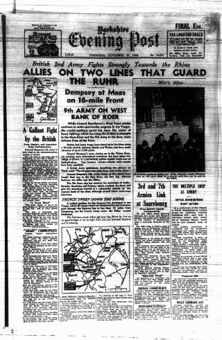 cover page of Yorkshire Evening Post published on November 23, 1944