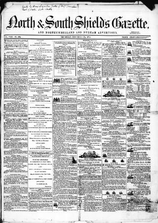 cover page of North & South Shields Gazette and Northumberland and Durham Advertiser published on December 25, 1856