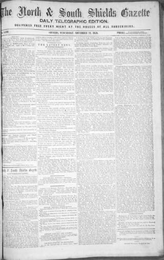 cover page of North & South Shields Gazette and Northumberland and Durham Advertiser published on November 23, 1859