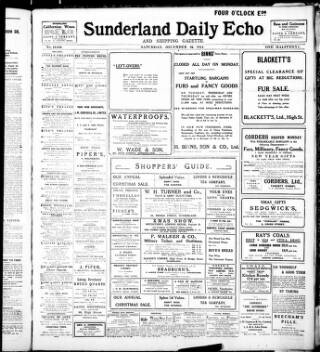 cover page of Sunderland Daily Echo and Shipping Gazette published on December 25, 1914