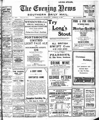 cover page of Portsmouth Evening News published on December 25, 1912