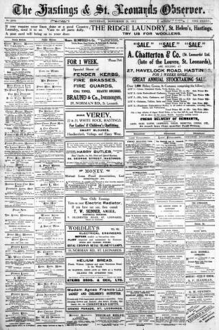 cover page of Hastings and St Leonards Observer published on November 23, 1912