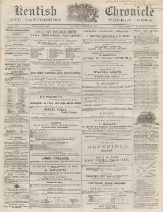 cover page of Kentish Chronicle published on November 23, 1867