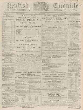 cover page of Kentish Chronicle published on December 28, 1867